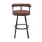 Armen Living Nolagam Swivel Bar Stool in Black Metal with Brown Faux Leather 840254335639 - alternate 5